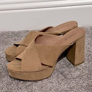 Chinese Laundry Camel Platform Mule Block Heels